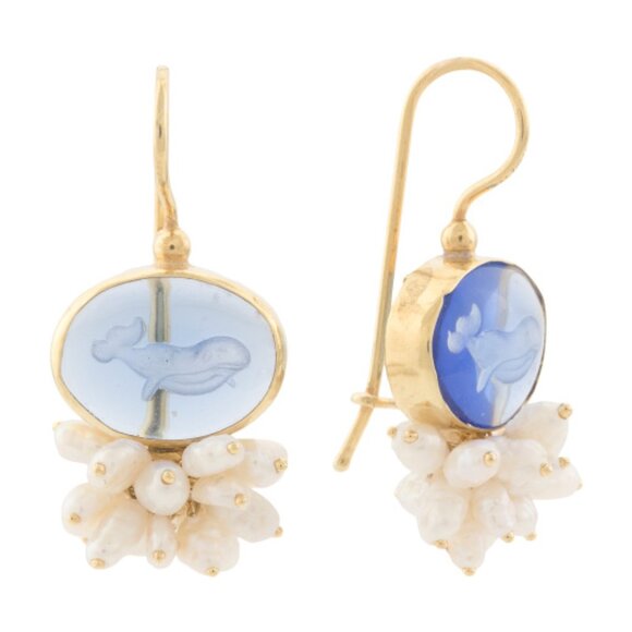 TAGLIAMONTE Made In Italy 18kt Gold Plated Venetian Glass Pearl Earrings - Picture 1 of 2